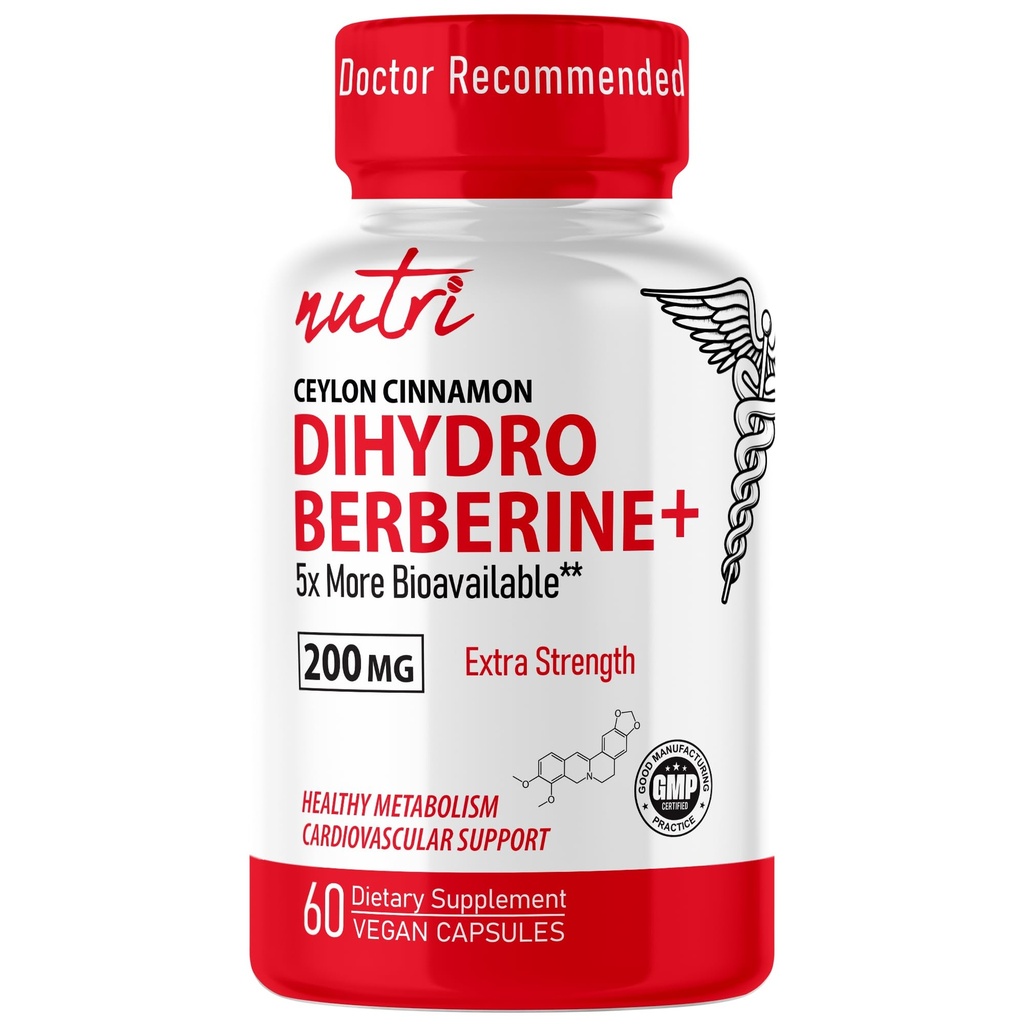 Supplemento 200 mg 60 capsule - con cannella di Ceylon, 5X più efficace della berbina regolare HCL - integratori Nutri
