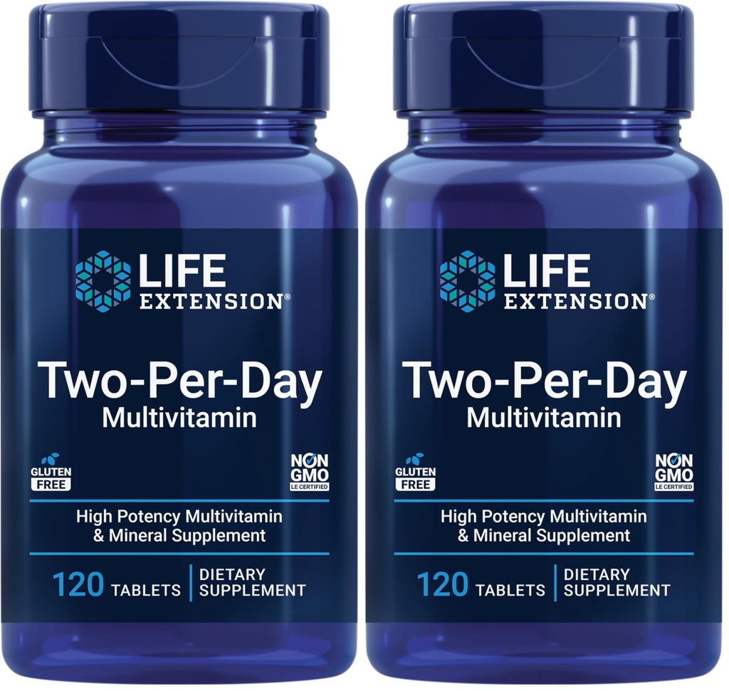 Integratore Multi-Vitamina e Minerale ad alta potenza di due giorni - Vitamine, Minerali, Estratti di piante, Quercetina, 5-MTHF Folate & More - Gluten-Free - Non OGM - 120 compresse (Pack of 2)