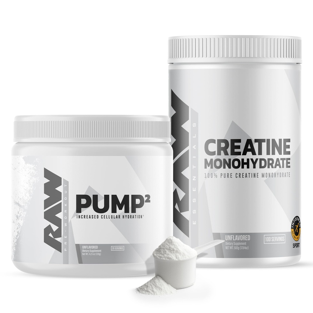 RAW Nutrition Creatina monoidrato e polvere pre-allenamento non aromatizzata