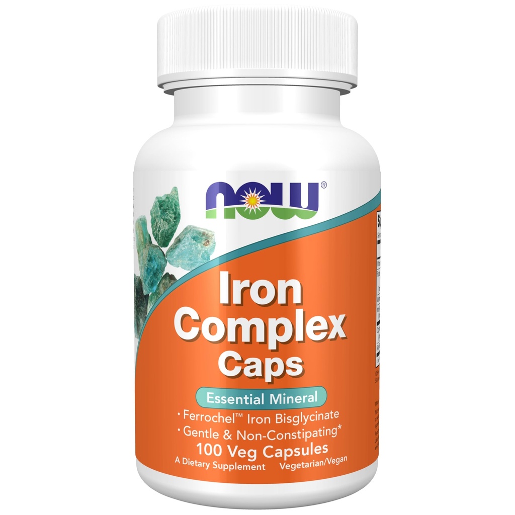 NOW Integratori Alimentari, Cappelli Complesso di Ferro, Non-Constipazione*, Minerale Essenziale, 100 capsule di Veg