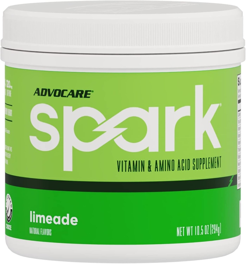 AdvoCare Spark - Energy Drink Mix - Integratore Vitamina e Aminoacido - Supporta Energia e Focus - Supporto Immune portatile - Senza zucchero - Limeade (10