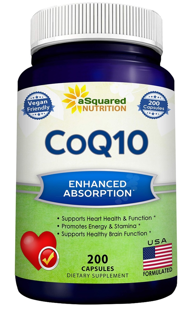aSquared Nutrition CoQ10 (400mg Max Strength, 200 capsule) - Alta assorbimento Vegan Coenzyme Q10 Polvere - pillole di supplemento Ubiquinone, Extra Antiossidante CO Q-10 compresse di vitamina Enzime, Coq 10 400 mg