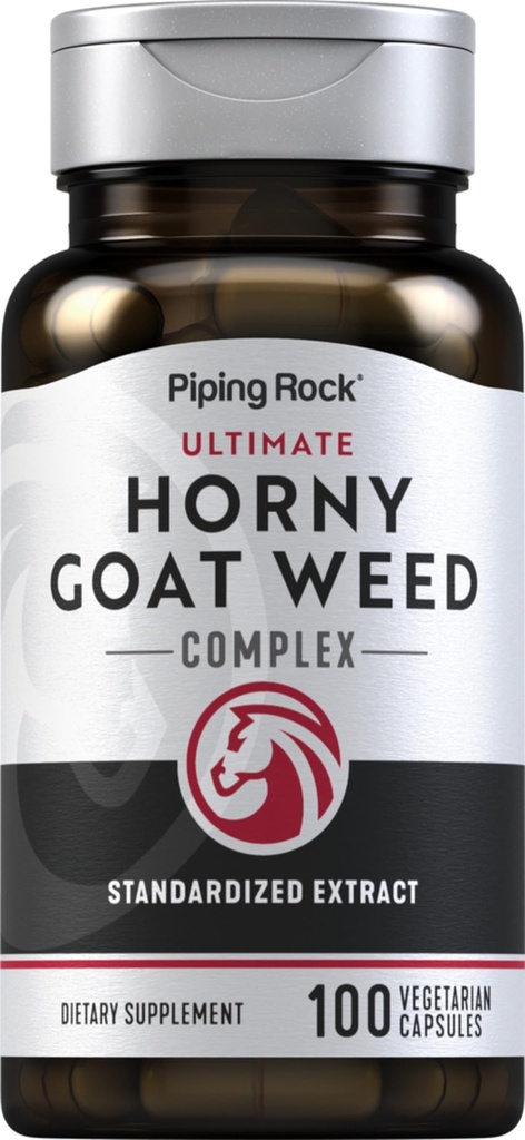 Piping Rock Horny Goat Weed per gli uomini | 100 capsule | Ultimate Complex Extract Supplement | Vegetariano, Non OGM, Gluten Free