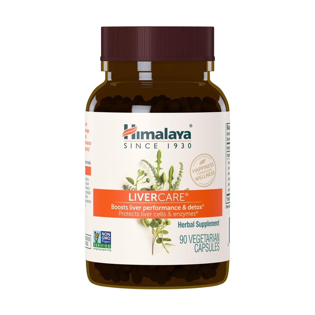 Himalaya LiverCare per il supporto totale del fegato, pulizia e disintossicazione, protegge le cellule e gli enzimi, 375 mg, 180 capsule, 90 giorni di alimentazione