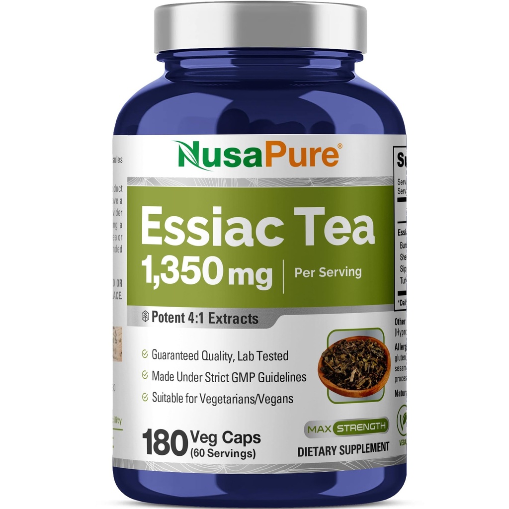 NusaPure Essiac Tea 1350 mg 180 Caps Veggie (Vegetarian, Non OGM)