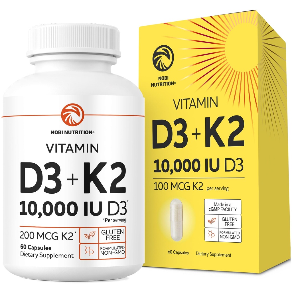 Vitamina D3 K2 5000 IU per il sistema immunitario, Forti Bones & Teeth Support | Vit D3 125mcg, Vitamina K2 MK7 100mcg, Calcio 210mg & BioPerine | 3rd-Party Tested, Non-GMO | 60 capsule (2 mesi di alimentazione)