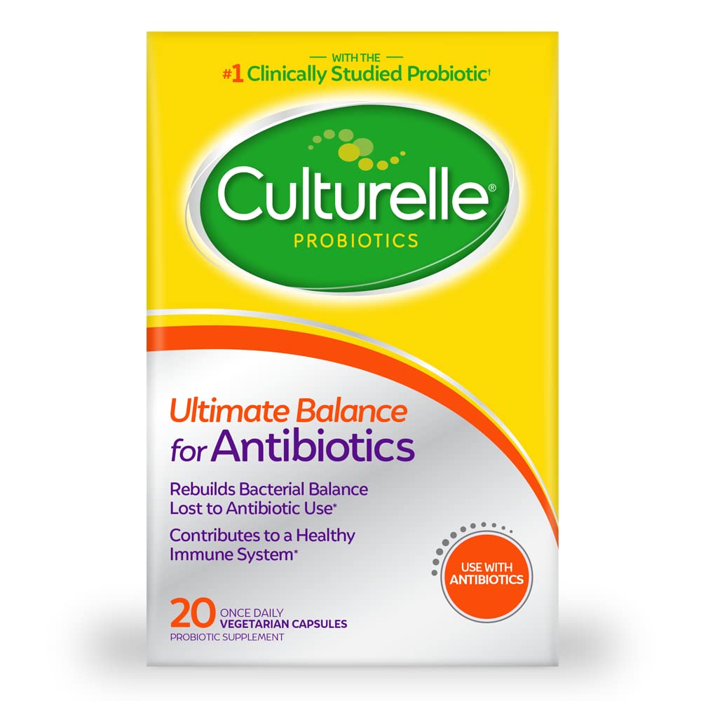 Culturelle Probiotics Ultimate Balance Probiotics per l'uso con gli antibiotici - 20 Conte – Capsule Probiotici aiutano a ripristinare i batteri buoni persi durante l'uso antibiotico e contribuire ad un sistema immunitario sano