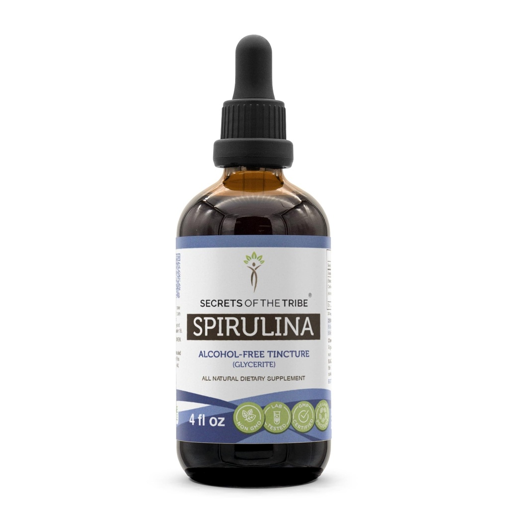 Segreti della Tribe Spirulina Alcohol-Free Liquid Extract, Spirulina (Arthrospira Platensis) Integratore di tintura (4 FL OZ)