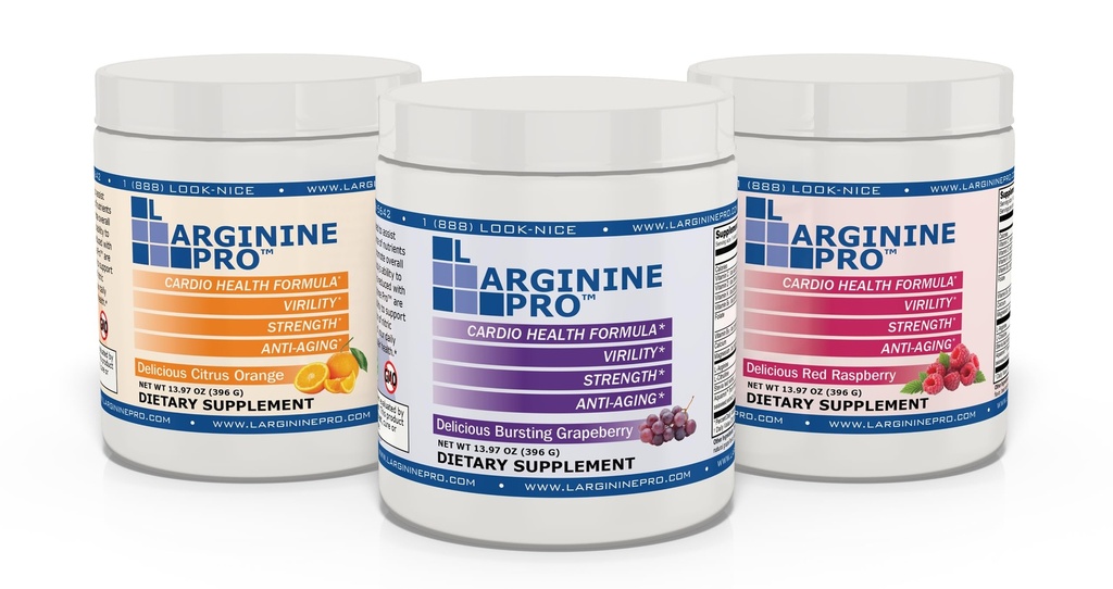 L-ARGININE PRO | 5.500mg L-Arginina Plus L-Citrullina 1,100mg Raspberry, Arancione e polvere di uva Bere supplemento di miscela per la produzione di ossido nitrico aumentata