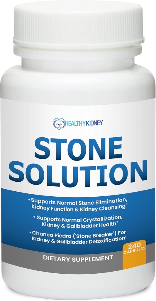 Soluzione di pietra Capsules- Natural Dissolver, Supporto di Pietra di Rene & Cleanser, 60 Serve + Bio Fiber, Riparazione Detox e Riparazione del rene - Supporto rene e supplemento di rene, 2.5LBS