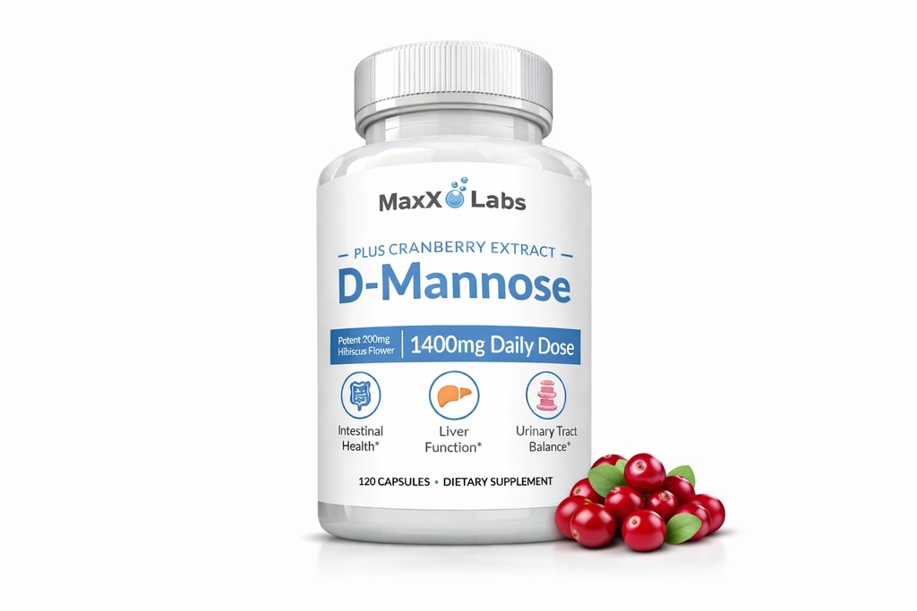 D capsule di mannosio - Veloce agisce 1400 MG Extra Forza DMannose capsula per la salute della vescica con Potente estratto di mirtillo & Hibiscus Flower Supports UTI Relief Supplement - 120 Ct