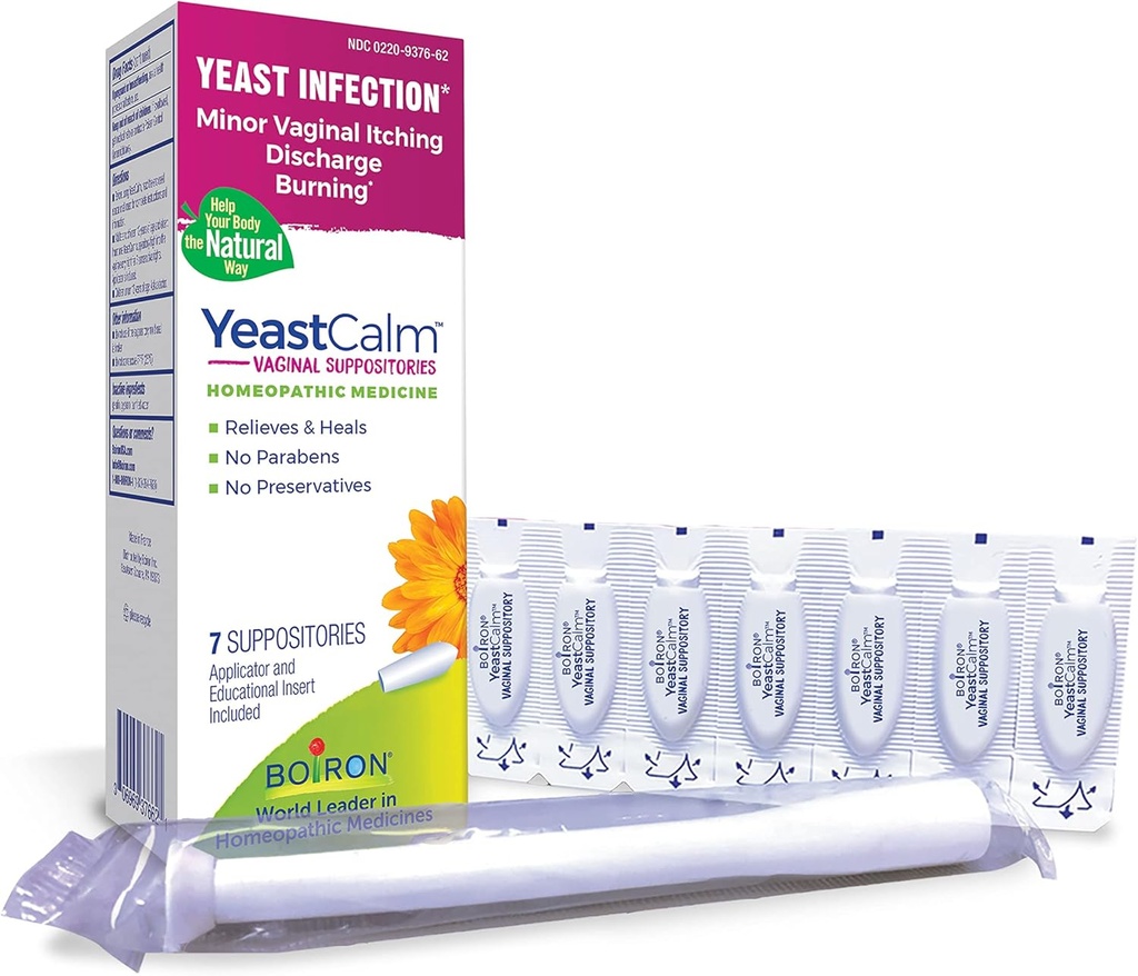 Boiron YeastCalm Dispositivi omeopatici per infezioni da lievito, bruciatura, scarico e prurito vaginale minore - 7 Conte