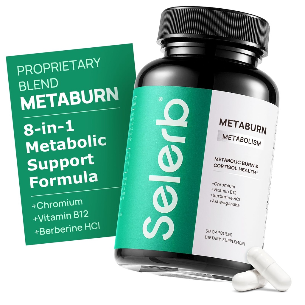 Selerb Metaburn pillole di perdita di peso per le donne e gli uomini - Appetite Suppressant & Fat Burner, Metabolismo Supporto perdita di peso supplemento con Berberina, cromo, tè verde & B12-60 capsule