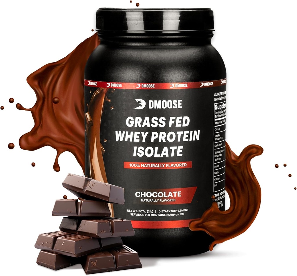 Polvere di proteine del siero di latte dell'erba di DMoose - per la crescita e il recupero del muscolo, naturalmente addolcito e aromatizzato, ricco di aminoacidi, formula di prestazioni di assorbimento veloce (2 Lbs, cioccolato)