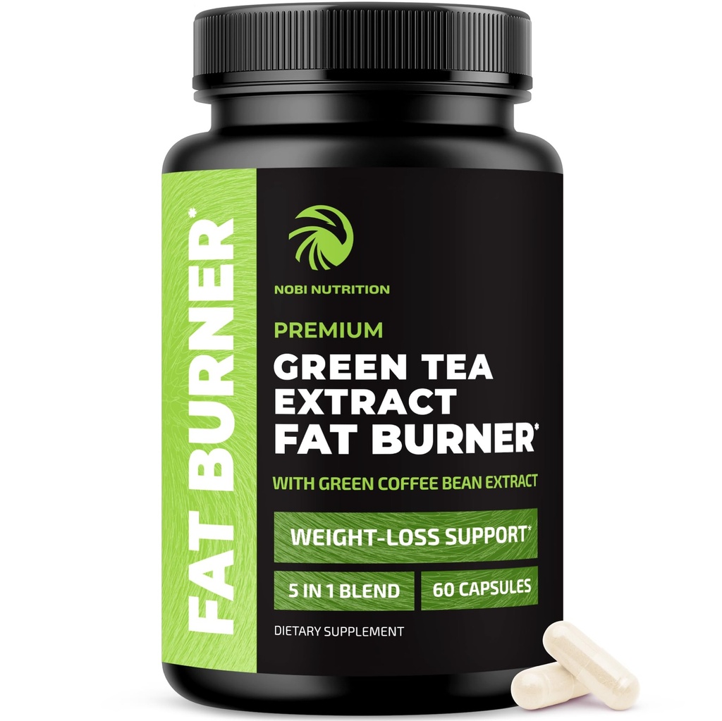 Pillole di perdita di peso di tè verde per le donne e gli uomini | 45% EGCG | Bruciatore grasso di stomaco, Metabolismo Booster & Appetite Suppressant | Pillole di dieta di bruciatore grasso di tè verde | Integratori di perdita di peso Vegan | 60 Ct