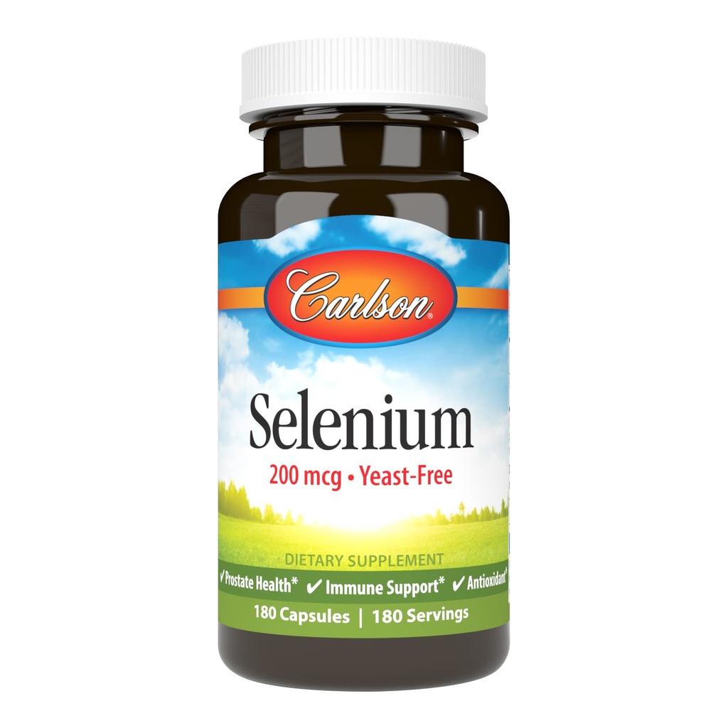 Carlson - Selenium, 200 mcg Yeast-Free, Prostate Health & Immune Support, Antiossidante, 180 capsule