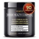 VEGATOT Brain Booster Brain Health Complex Supplemento Concentrato con CoQ-10 VIT B6 Lion Mane Ginkgo Biloba Lemon Balm Ginseng - Focus Memory Energy