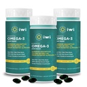 Iwi Omega-3 Essential, 90 Softgels (90 Serve), Algae Omega 3 a base vegetale con EPA + DHA, Cervello, Cuore e supporto immunitario Integratore alimentare, Krill & Fish Oil Alternative, No Fishy Aftertaste