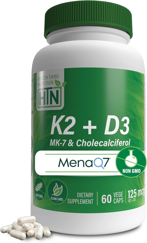 Valore nutrizionale K2 + D3 Complesso | K2 100mcg come MenaQ7 Menaquinone 7 MK7 & D3 1.000iu | 3rd Party Testato | Non-OGM (Pack of 60)