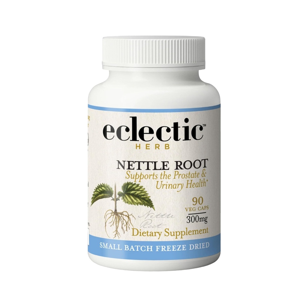Eclettico Herb - Nettle Root Capsule | Prostate, Tratto urinario e Supporto per la salute maschile | Vegan, Non OGM, Gluten Free, Freeze-Dried (90 CT | 250 mg)