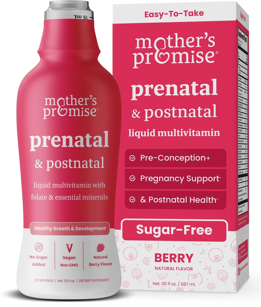 Multivitamina prenatale e postnatale della mamma per le donne | Vitamine prenatali liquide senza zucchero per le donne con Folate, Choline e frutta organica per la preconcezione, la gravidanza e l'allattamento | Vegan