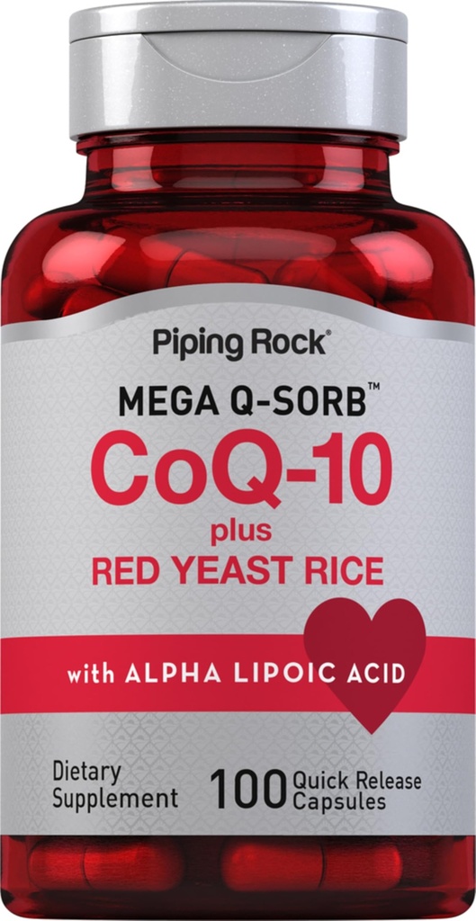 Piping Rock CoQ10 con Red Yeast Rice | 100 capsule | con Alpha Lipoic Acid | Non OGM, Gluten Free Supplement