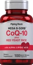 Piping Rock CoQ10 con Red Yeast Rice | 100 capsule | con Alpha Lipoic Acid | Non OGM, Gluten Free Supplement