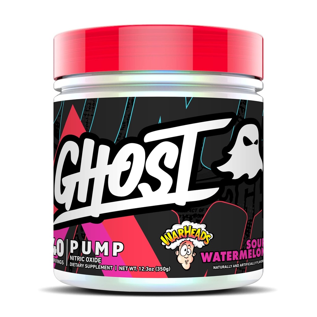 GHOST Pump Nitric Oxide Powder, Warheads Sour Watermelon - 40 Serve - Zucchero & Stim-Free Pre-Workout Supplements- L-Citrulline, Arginina Nitrate & L-Glutathione - Soia & Gluten-Free, Vegan