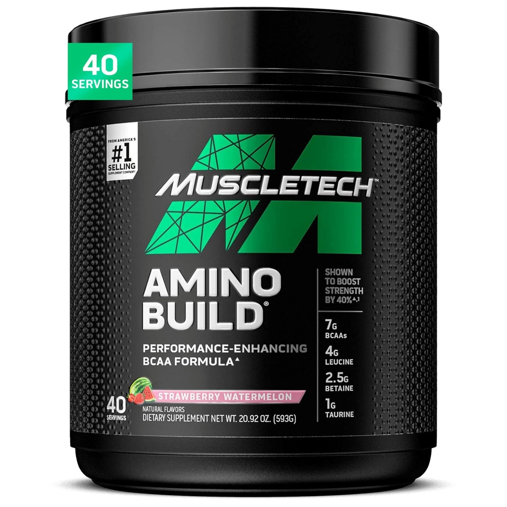 MuscleTech | Aminoacidi BCAA + polvere di elettrolita | 7g di BCAAs + supporto elettroliti | Costruisci muscolo magro & Boost Endurance | Anguria di fragole | 593 grammi | 40 porzioni