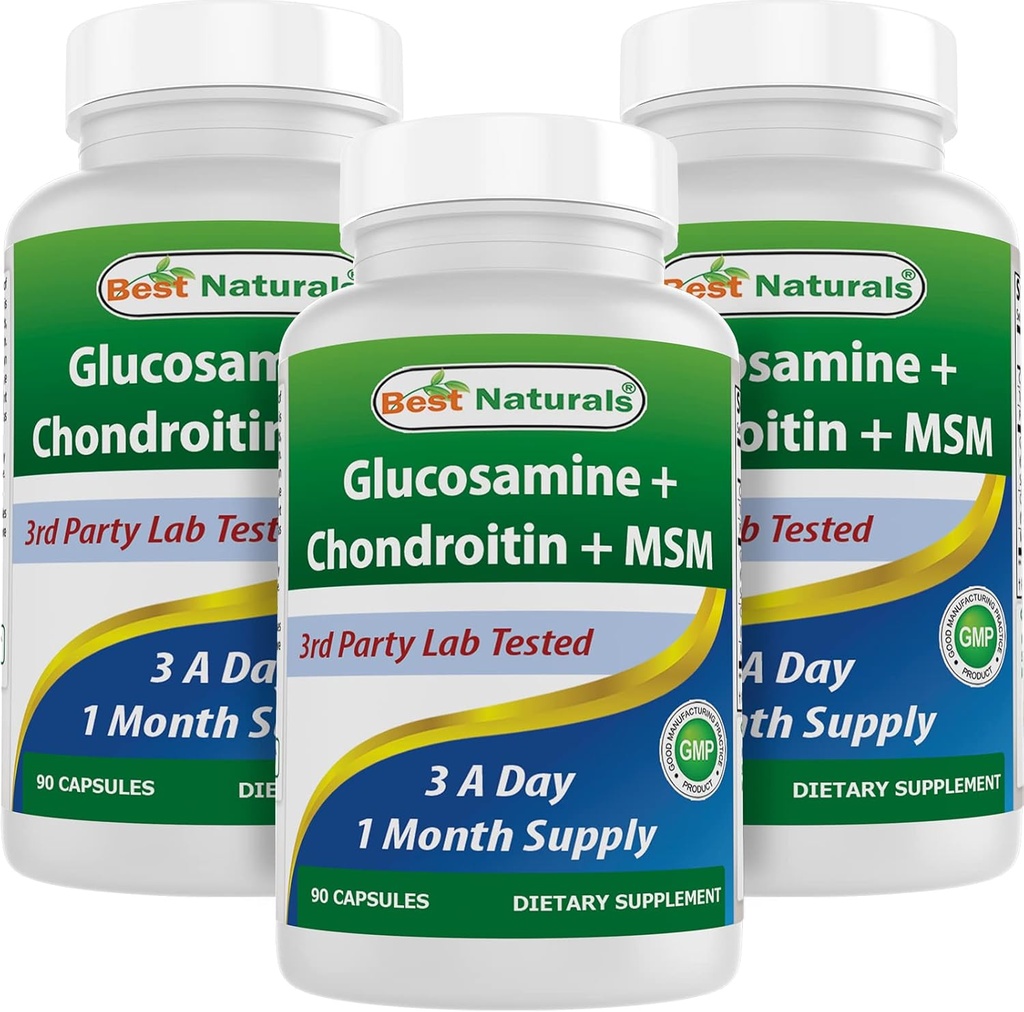 Migliori naturali, Glucosamina Condroitin Integratori MSM, 2600 mg per porzione, 90 capsule (90 conteggio (Pack of 3))