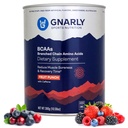 Gnarly Nutrition BCAA Powder, Fruit Punch – Aminoacidi BCAAS pre-allenamento – Certificato NSF Sport – Supplemento al supporto e ricostruzione del muscolo – Punch di frutta con caffeina, 10.58 oz