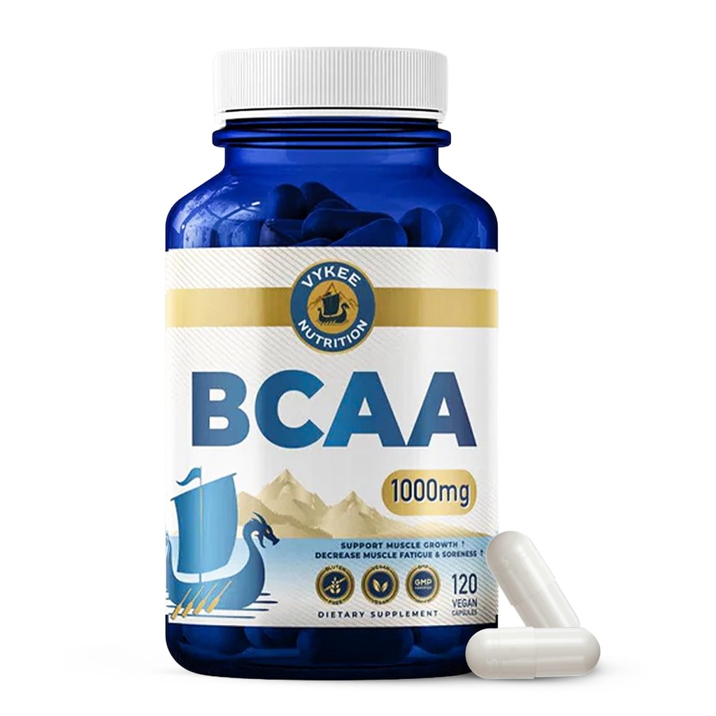 Vykee Nutrition BCAA Capsules – Supporta la crescita muscolare, il recupero, & Protein Sintesi – Vegan, Non OGM, Gluten-Free – 1.000 mg, 120 Count