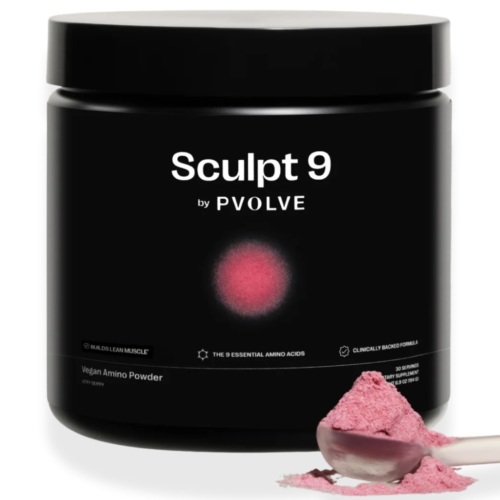 PVOLVE Sculpt 9 EAA & BCAA polvere per le donne | Molto Berry Flavor | Aminoacidi essenziali supplemento per muscolo magro, recupero e resistenza | Non OGM