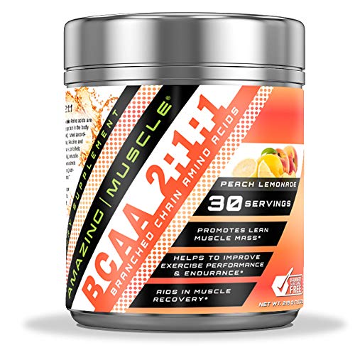 Incredibile BCAA 2:1:1:1 Aminoacidi a catena ramificata Supplemento | 6000 Mg per servire | Peach Lemonade Flavor | 30 Serve