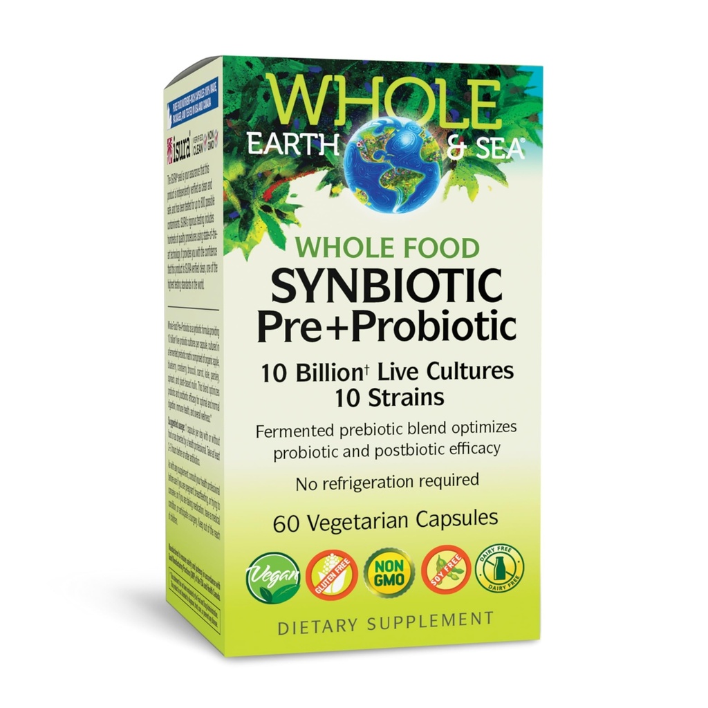 Fattori naturali Tutto il cibo Synbiotic Pre+Probiotic 10 miliardi - Organic Gut & Digestive Health Supplement - Non OGM, Gluten-Free & Dairy-Free - 60 capsule vegetariane (60 Serve)