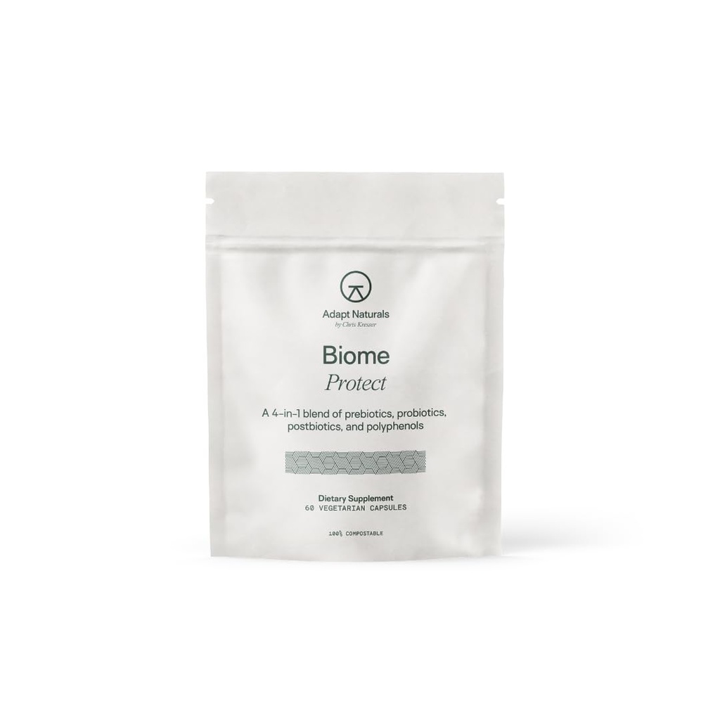 Adapt Naturals 4-in-1 Biome Proteggi Prebiotici, Probiotici Supplemento Postbiotici & Polifenoli per Microbiome, Salute e Difesa Gut per Donne & Uomini, Alimentazione di 30 giorni
