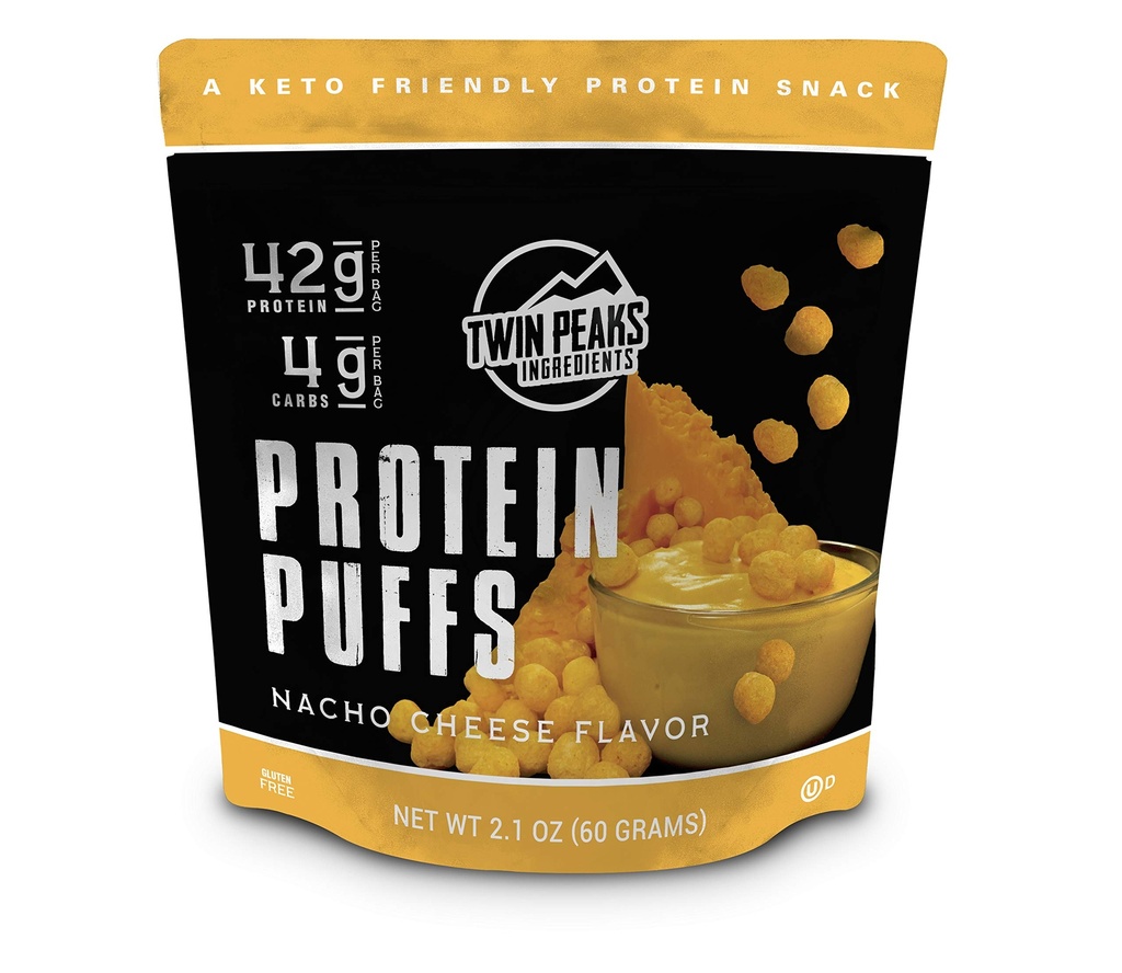 Doppia Vette Bassa Carb, Keto Friendly Protein Puffs, Nacho Cheese 2 Servings, 3 Pack (60g, 42g Protein, 4g Carbs)