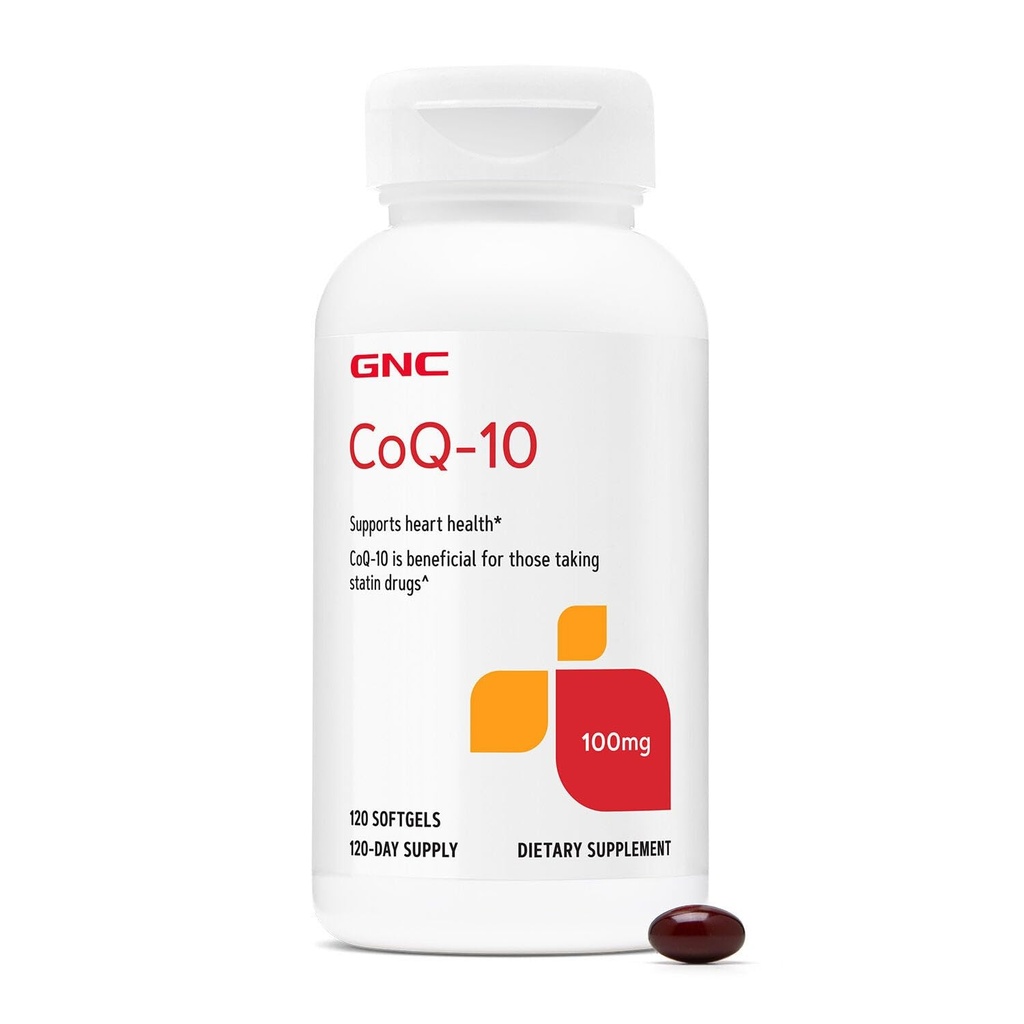GNC CoQ-10 100mg - Heart Health & Cellular Energy Support Integratore alimentare - Antiossidante per il sistema cardiovascolare sano - Facile da ingoiare Softgels - Gluten-Free - 120 Count (120 Servings)