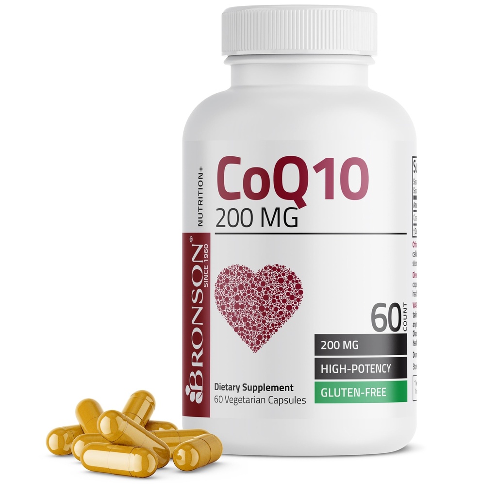 Bronson CoQ10 200 MG Produzione di energia cellulare ad alta potenza, 60 capsule vegetariane