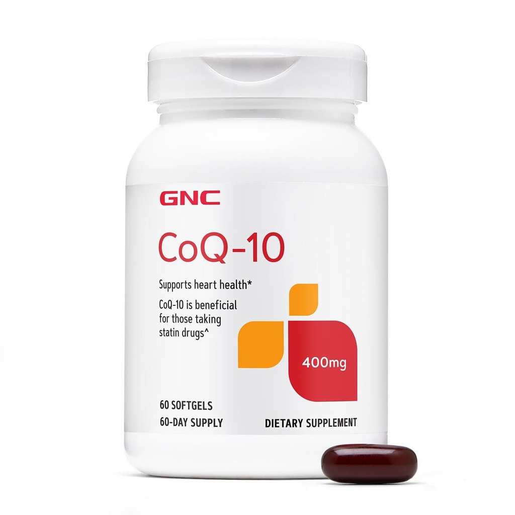 GNC CoQ-10 400mg - Heart Health & Cellular Energy Support Integratore alimentare - Antiossidante per il sistema cardiovascolare sano - Facile da ingoiare Softgels - Gluten-Free - 60 Count (60 Serve)