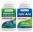 Best Naturals Vitamina B1 come Thiamine Mononitrate 100 mg & Folic Acid 1000 mcg