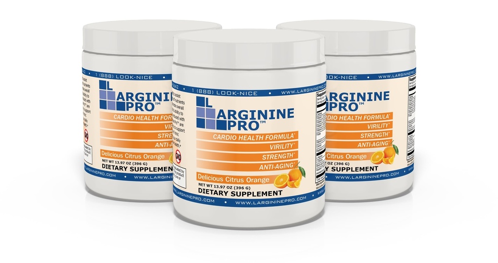 L-ARGININE PRO | 5.500mg L-Arginina Plus L-Citrullina 1,100mg Orange Powder Drink Mix Supplemento per la produzione di ossigeno nitrico