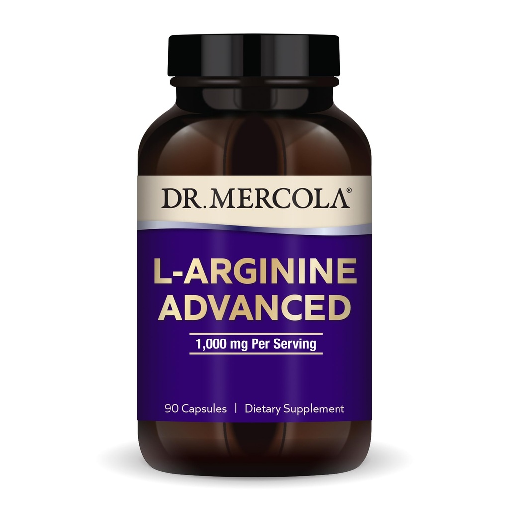 Dr. Mercola L-Arginina Advanced, 30 Serve (90 Capsule), 1.000 mg Per Serve, Integratore alimentare, Supporta la Produzione Energetica, Non OGM