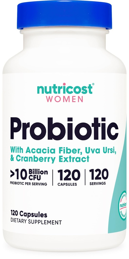 Nutricost Probiotico per le donne 10 miliardi di CFU, 120 capsule - Complesso con Acacia Fiber, Uva Ursi & estratto di mirtillo, Non OGM & Gluten Free