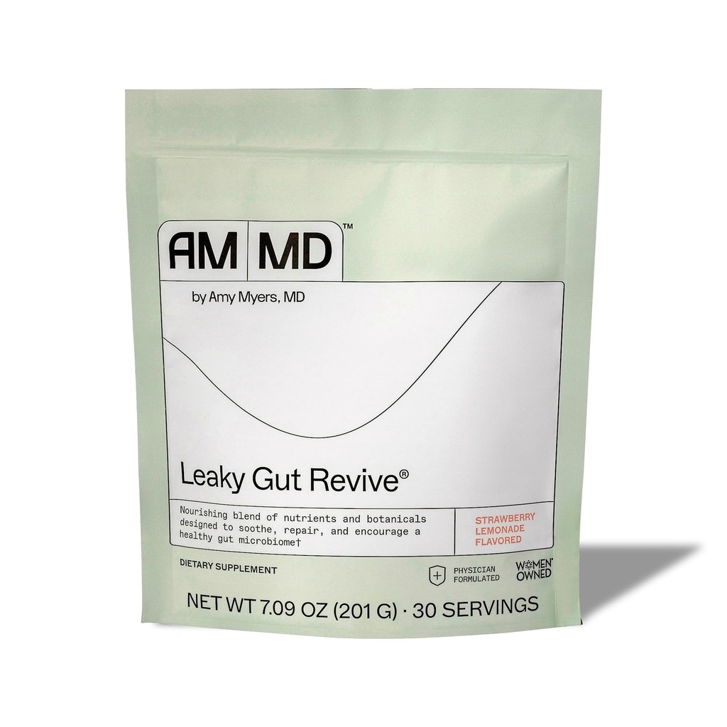 Amy Myers MD Leaky Gut Revive - Gluten-Free & Non-Dairy - Miscela botanica per il supporto sano Gut - Supporto per la salute di GI con fibra prebiotica - Limonata di fragole, 7.09 oz (30 Serve)