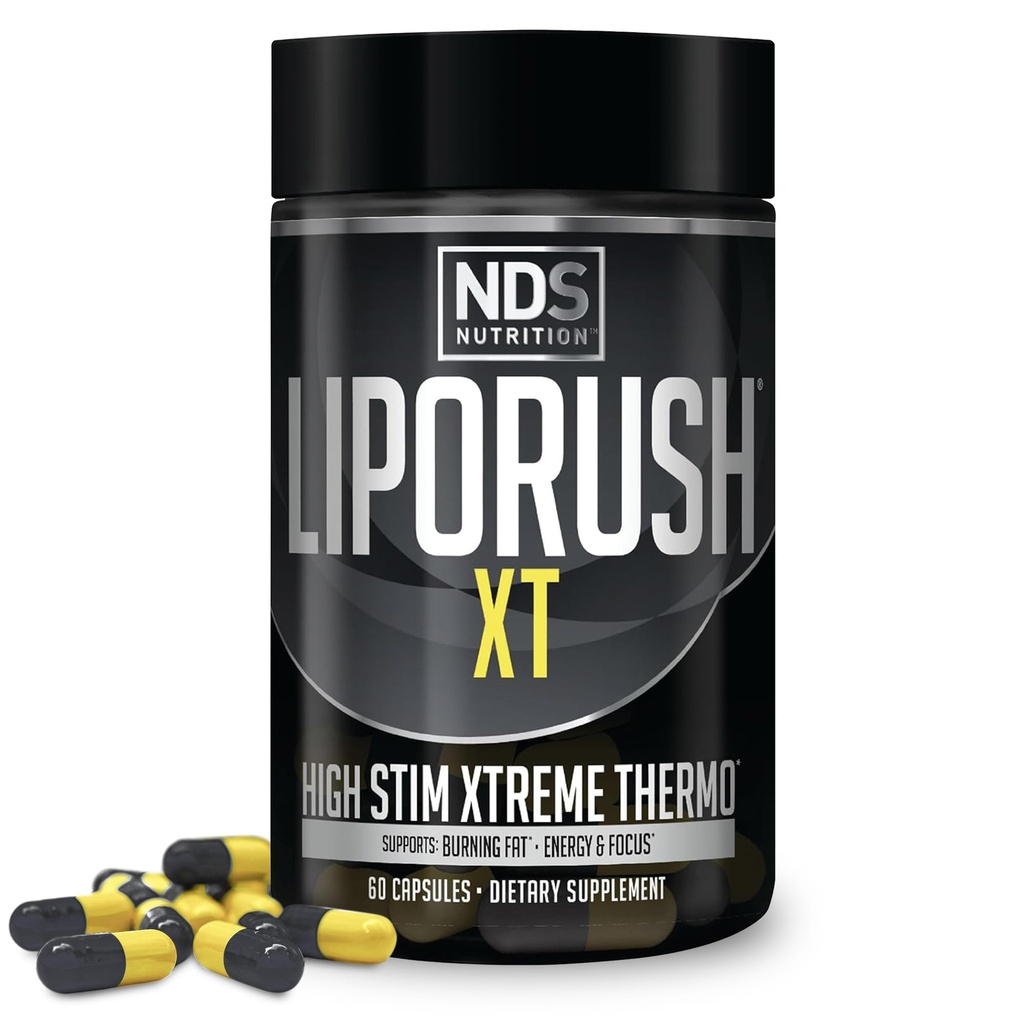 LIPORUSH NDS Nutrizione XT - Termogenico Super Concentrato con L-Carnitina & Teacrine per Triturazione Grasso - Supporta Massima Energia, Concentrazione, Calorie Burning, Diuretic, Controllo Appetite (60 capsule)