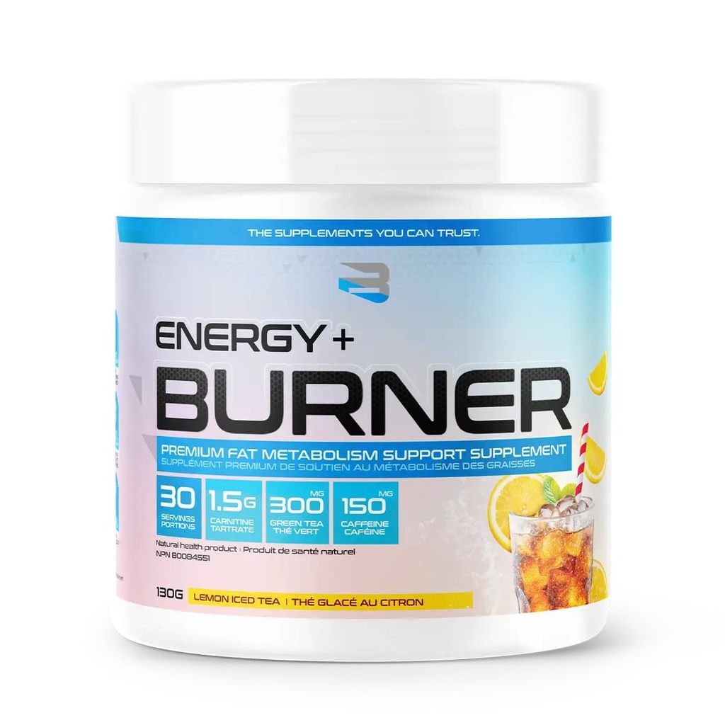Believe Supplements Energy + Burner | Tartrato L-Carnitina, Tè Verde, Caffeina | Supporto Metabolismo Grasso, Energia Aumentata, Concentrazione, & Endurance | 30 Serve (Tè Tradito)