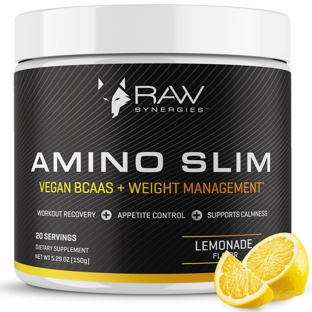 Sinergie RAW Amino Slim - Integratore di stile di vita attivo per il supporto Metabolic & Mindful Eating - Supporto muscolare & Energy - Sugar-Free & Vegan - Lemonade - 20 Serve