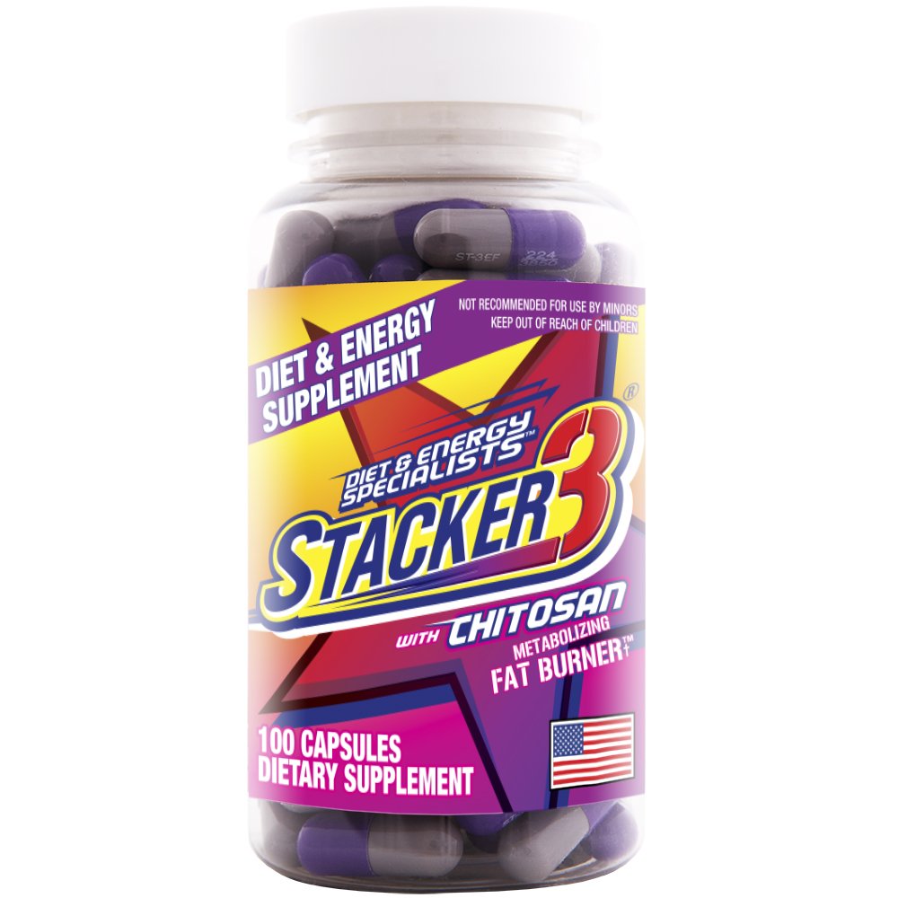 Stacker 3 bruciatore di grasso di metabolismo con chitosano, capsule, bottiglia di 100Count