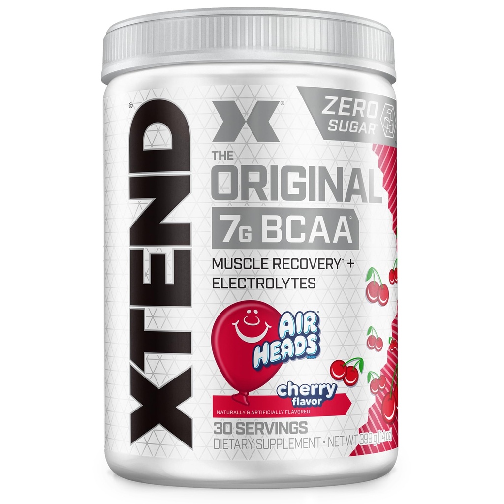 Polvere BCAA originale di Xtend, 7g BCAA e 2.5g L-Glutamina per l'idratazione del muscolo e il muscolo magro, bevanda senza zucchero Intra e post allenamento con elettroliti, testate di ciliegia, 30 Serve